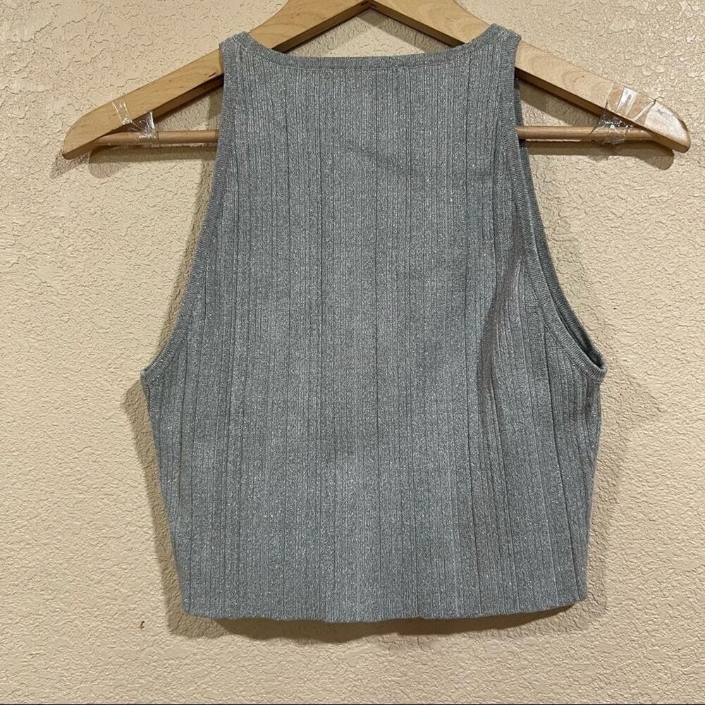 Elegant Gray Ribbed Tank Top